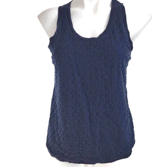 J. Crew Factory Tops - Navy Blue Eyelet Tank Top